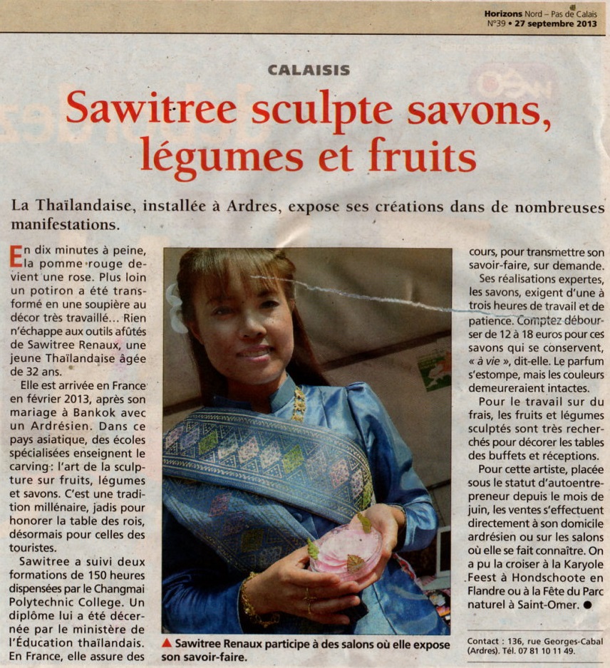article de presse sur Sawitree Renaux
